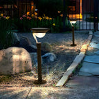 Simple Dark Grey Solar Stake Light with Bowl Plastic Shade