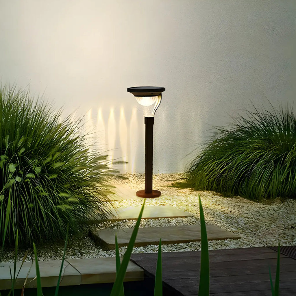Simple Dark Grey Solar Stake Light with Bowl Plastic Shade