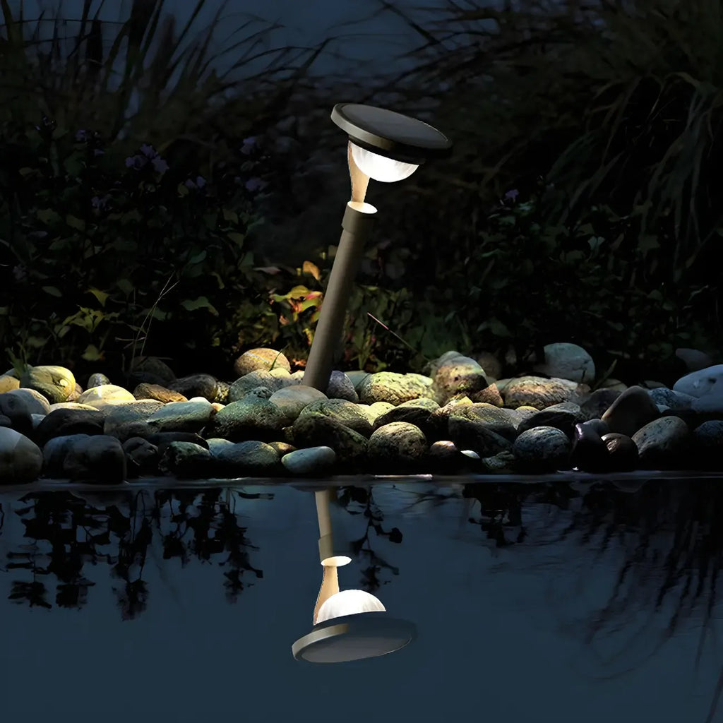 Simple Dark Grey Solar Stake Light with Bowl Plastic Shade