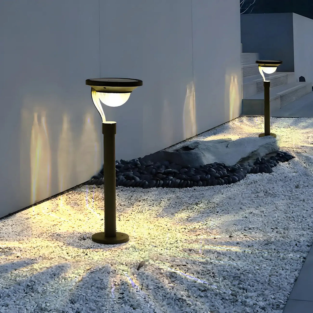 Simple Dark Grey Solar Stake Light with Bowl Plastic Shade