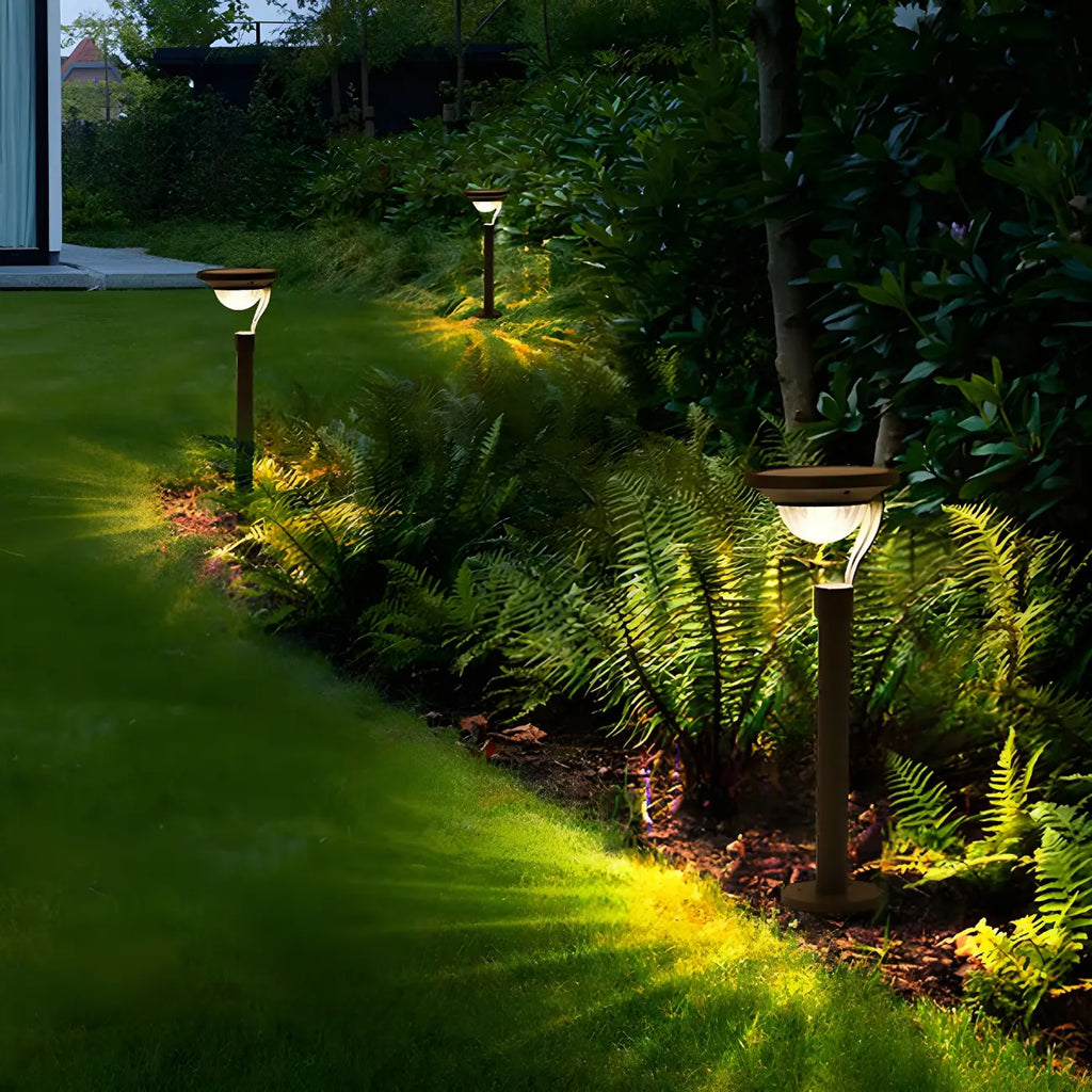 Simple Dark Grey Solar Stake Light with Bowl Plastic Shade