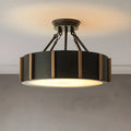 Rustic Round Metal LED Semi Flush Ceiling Light for Bedroom
