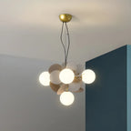 Pastel Sphere Glass and Metal Starburst Chandelier