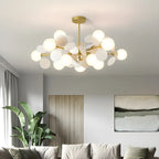 Pastel Sphere Glass and Metal Starburst Chandelier