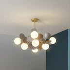 Pastel Sphere Glass and Metal Starburst Chandelier