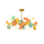 Pastel Sphere Glass and Metal Starburst Chandelier