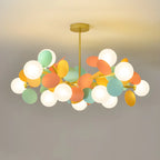 Pastel Sphere Glass and Metal Starburst Chandelier