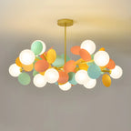 Pastel Sphere Glass and Metal Starburst Chandelier