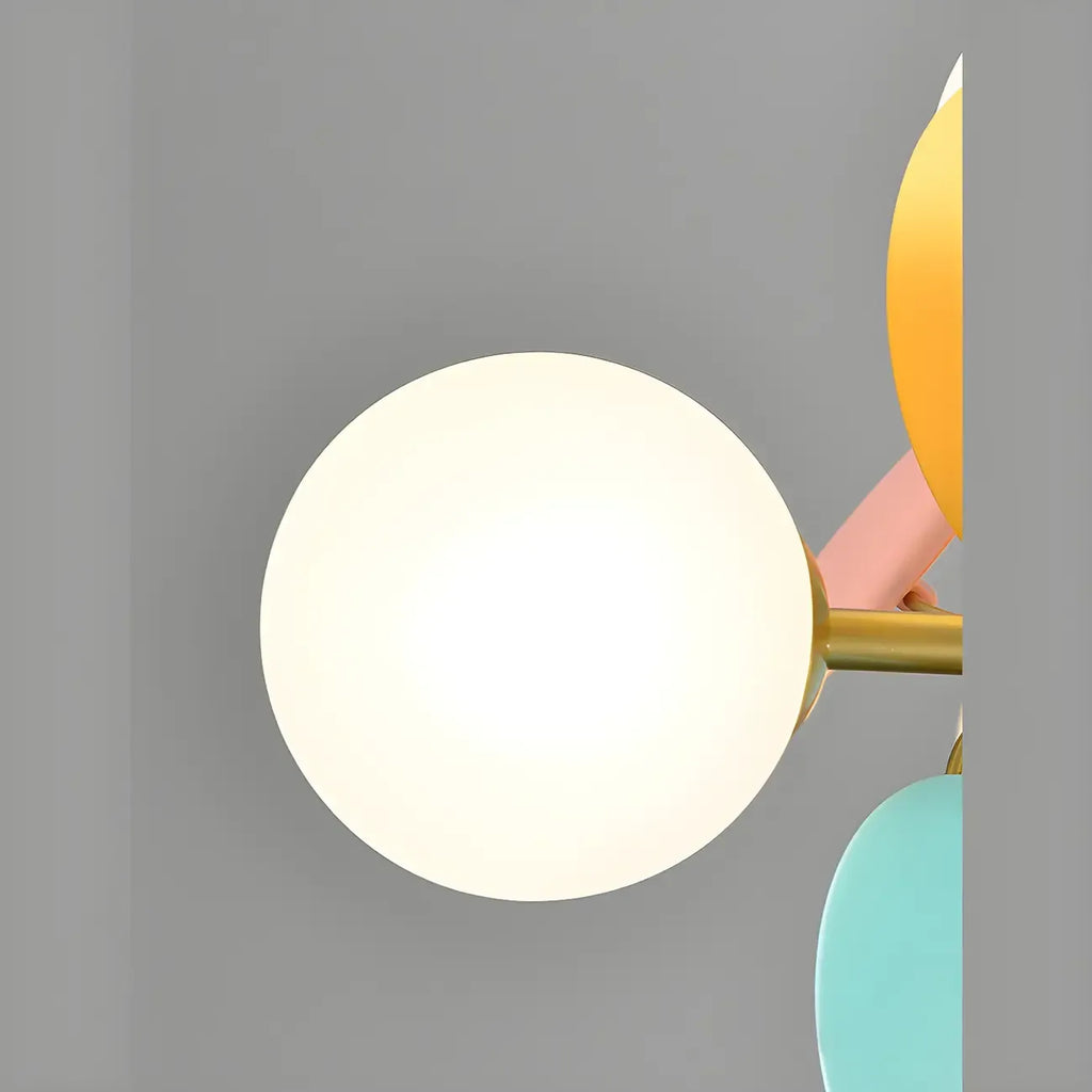 Pastel Sphere Glass and Metal Starburst Chandelier