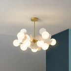 Pastel Sphere Glass and Metal Starburst Chandelier