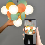 Pastel Sphere Glass and Metal Starburst Chandelier