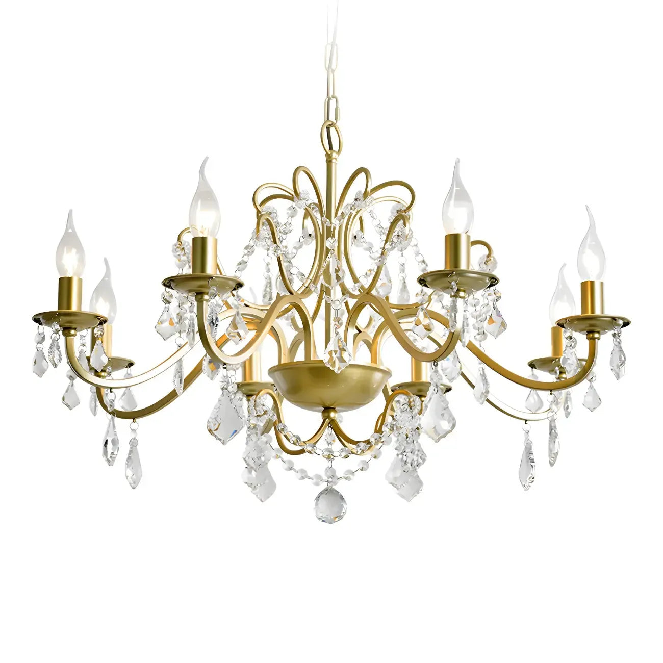 Gold Crystal Curved Metal Elegant Chandelier Light