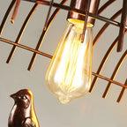 Sleek Black Metal Birdcage Island Pendant Light