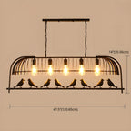Sleek Black Metal Birdcage Island Pendant Light