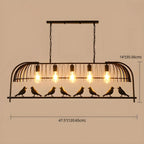 Sleek Black Metal Birdcage Island Pendant Light