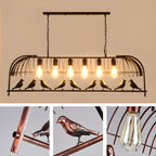 Sleek Black Metal Birdcage Island Pendant Light