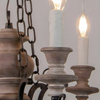 Rustic Farmhouse Brown Wood 6-Light Candelabra Chandelier