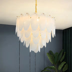 White Oval Glass Minimalist Modern Chandelier Light