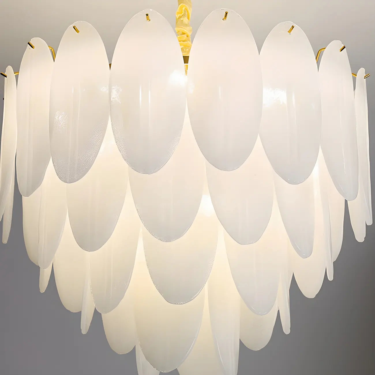 White Oval Glass Minimalist Modern Chandelier Light