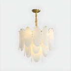White Oval Glass Minimalist Modern Chandelier Light