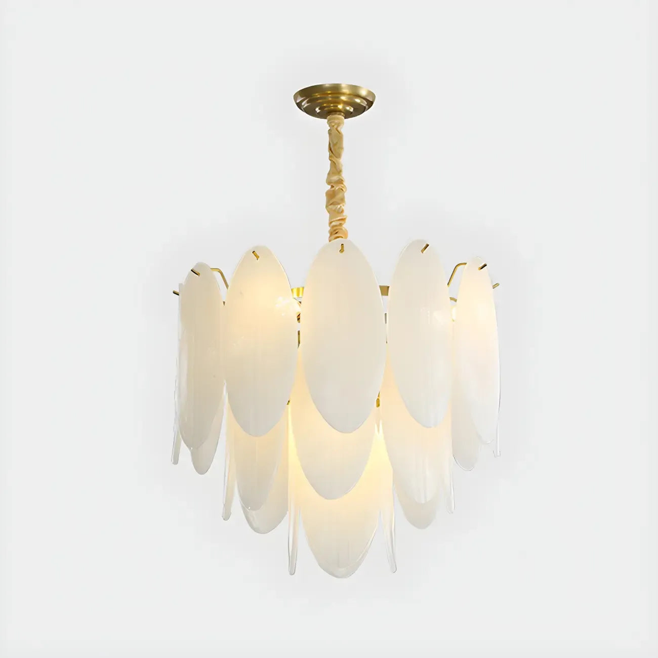 White Oval Glass Minimalist Modern Chandelier Light