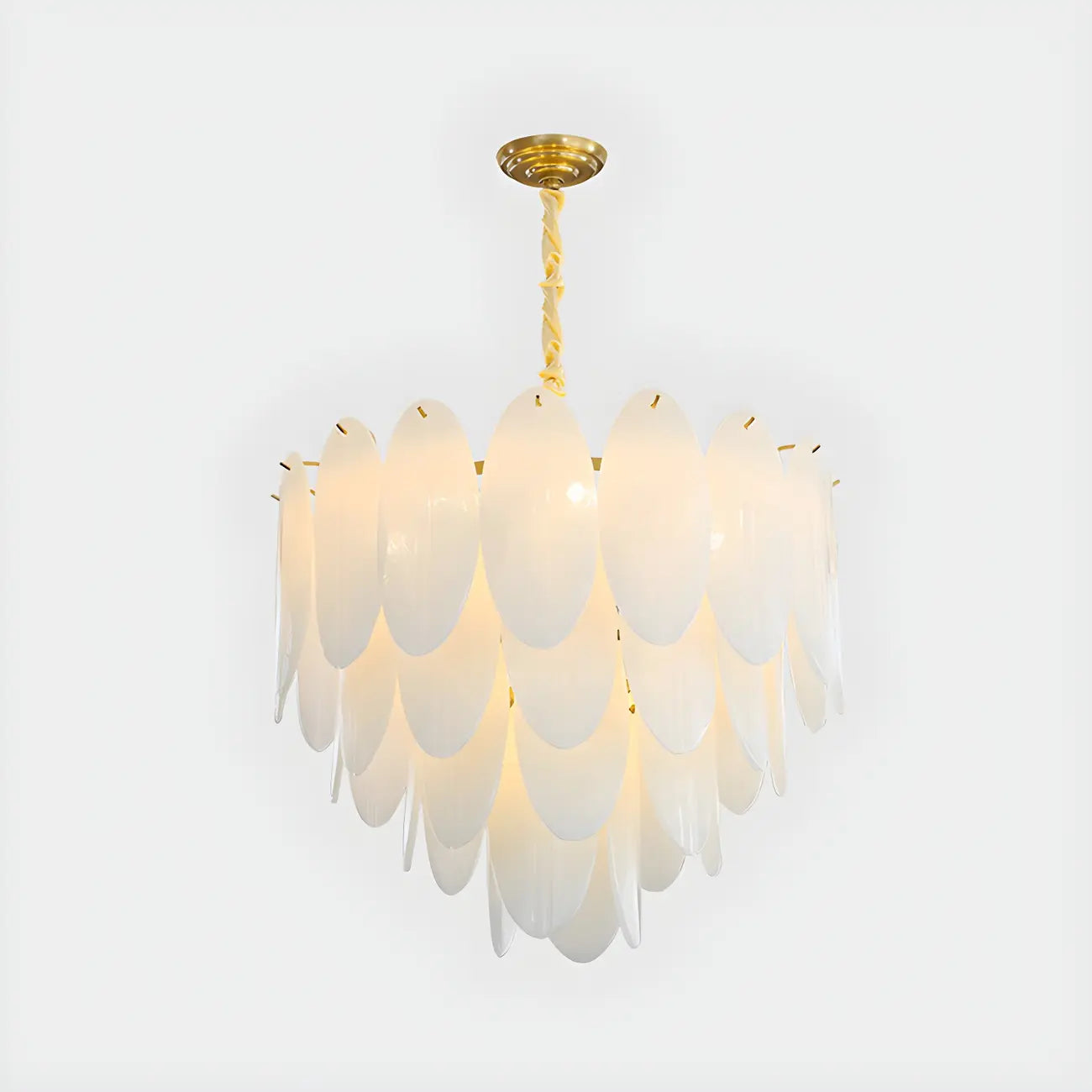 White Oval Glass Minimalist Modern Chandelier Light