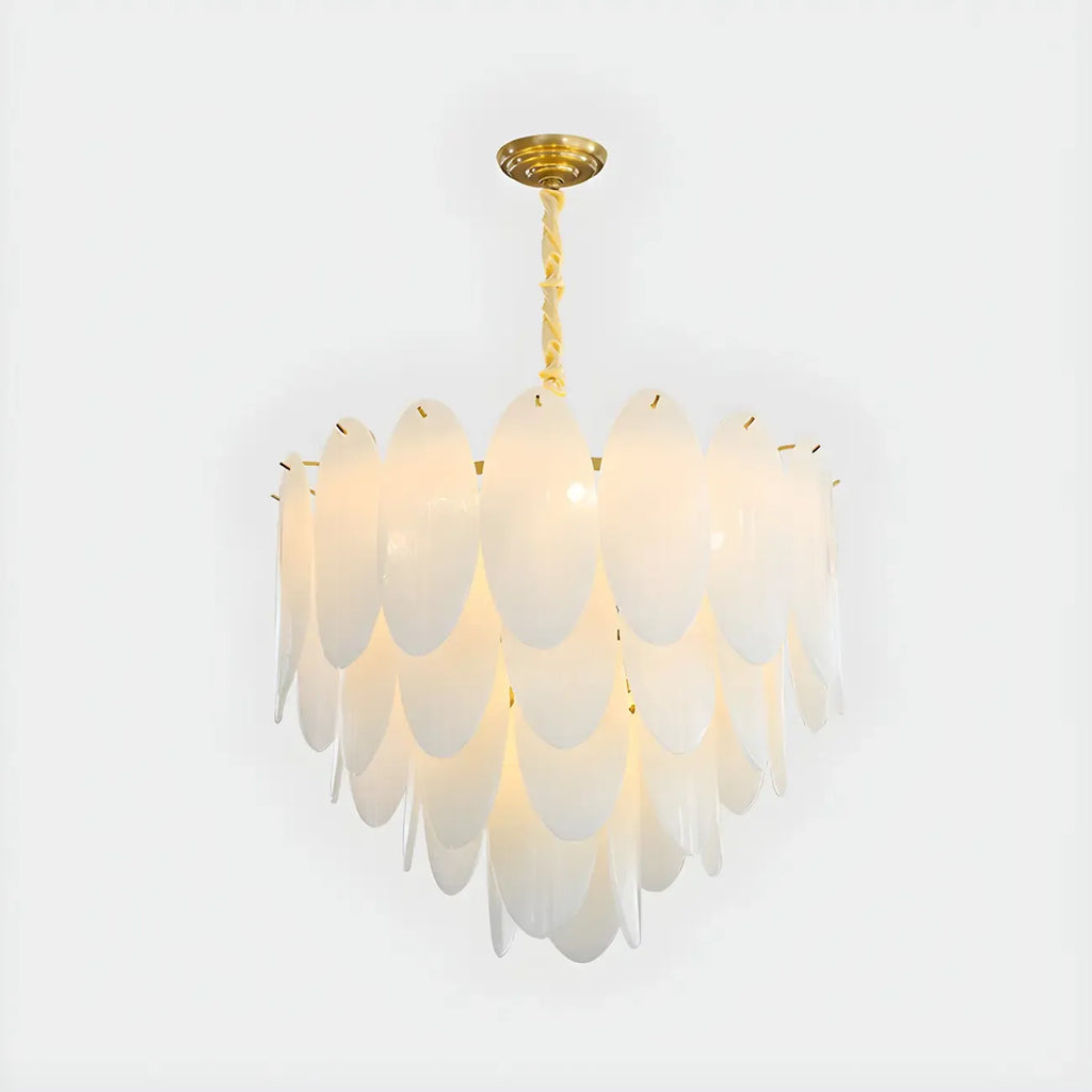 White Oval Glass Minimalist Modern Chandelier Light