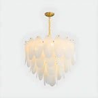 White Oval Glass Minimalist Modern Chandelier Light