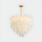 White Oval Glass Minimalist Modern Chandelier Light
