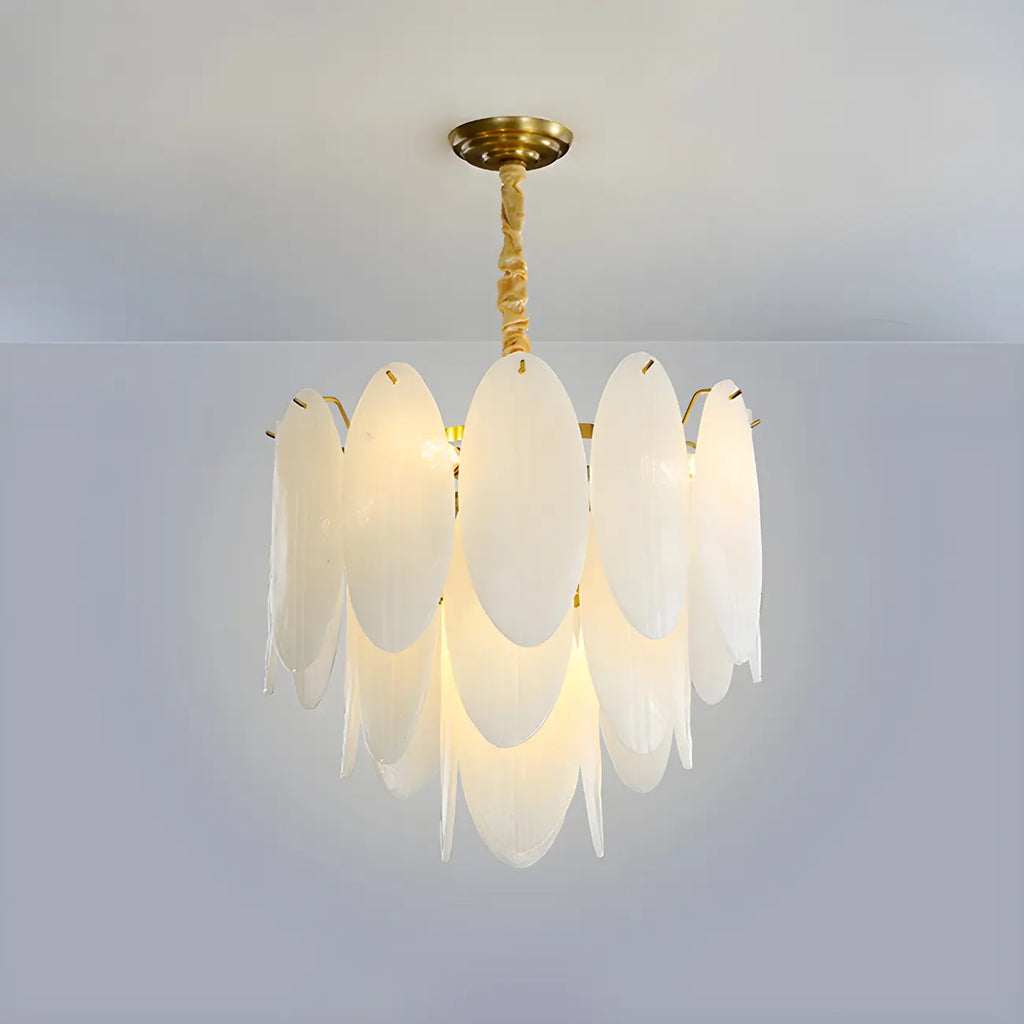 White Oval Glass Minimalist Modern Chandelier Light