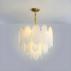 White Oval Glass Minimalist Modern Chandelier Light