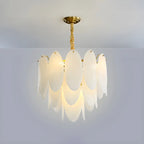 White Oval Glass Minimalist Modern Chandelier Light