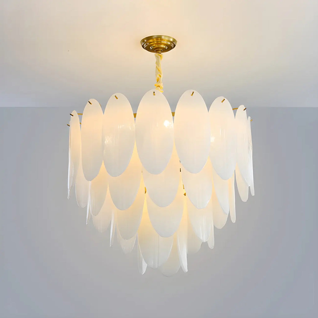 White Oval Glass Minimalist Modern Chandelier Light