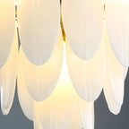 White Oval Glass Minimalist Modern Chandelier Light
