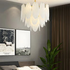 White Oval Glass Minimalist Modern Chandelier Light