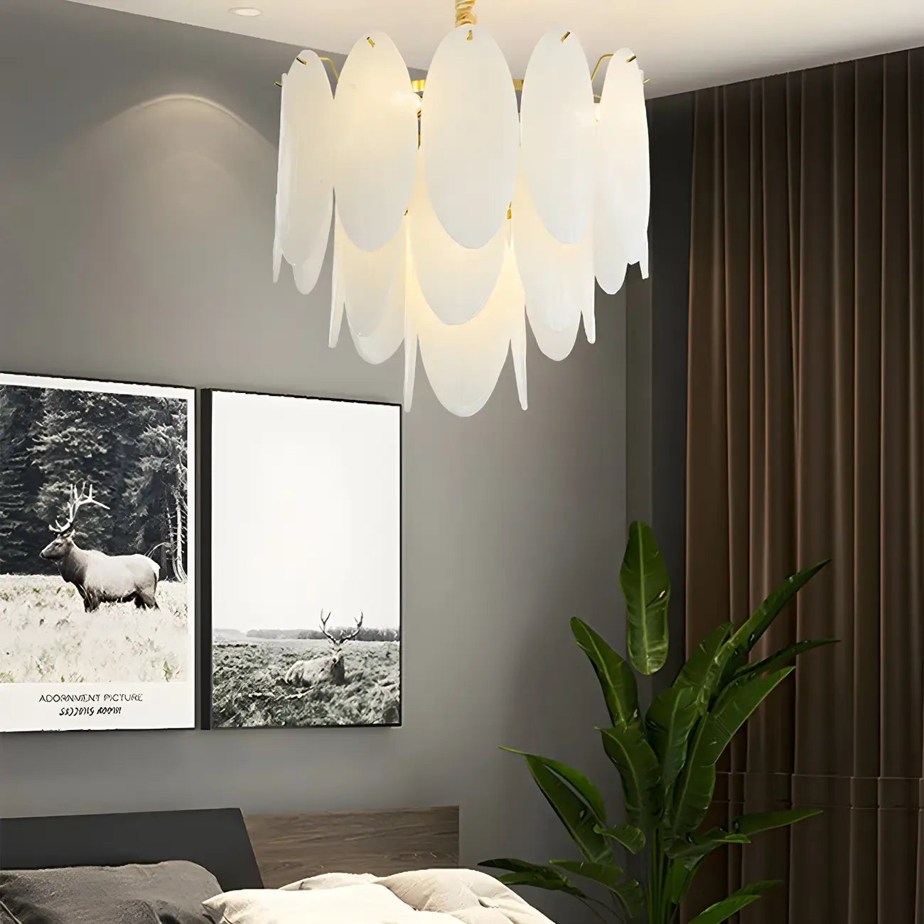 White Oval Glass Minimalist Modern Chandelier Light