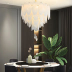 White Oval Glass Minimalist Modern Chandelier Light