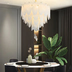 White Oval Glass Minimalist Modern Chandelier Light