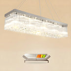 Modern Silver Crystal Rectangle Island Chandelier