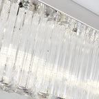 Modern Silver Crystal Rectangle Island Chandelier