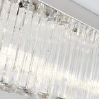 Modern Silver Crystal Rectangle Island Chandelier