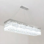 Modern Silver Crystal Rectangle Island Chandelier