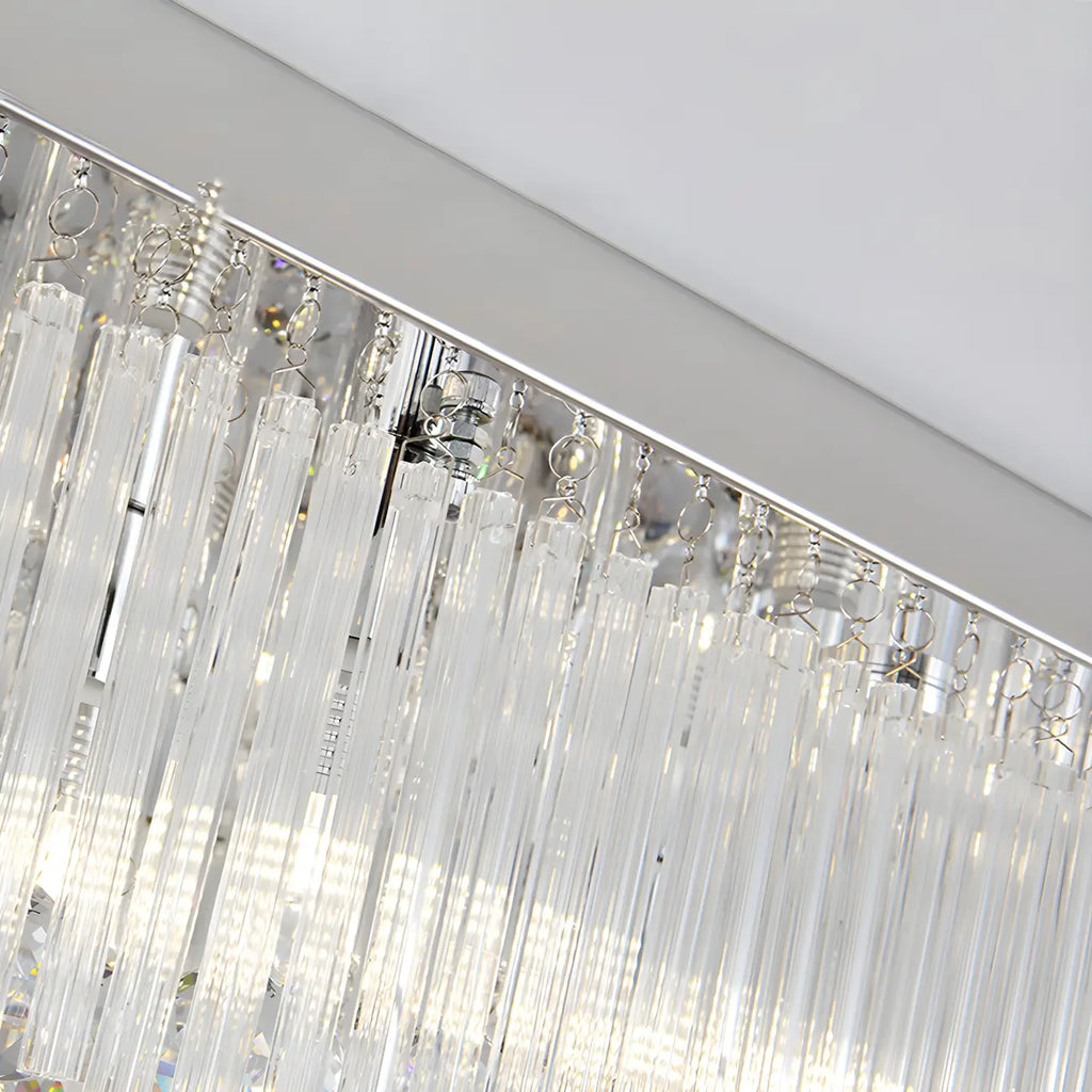 Modern Silver Crystal Rectangle Island Chandelier
