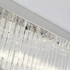 Modern Silver Crystal Rectangle Island Chandelier