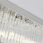 Modern Silver Crystal Rectangle Island Chandelier