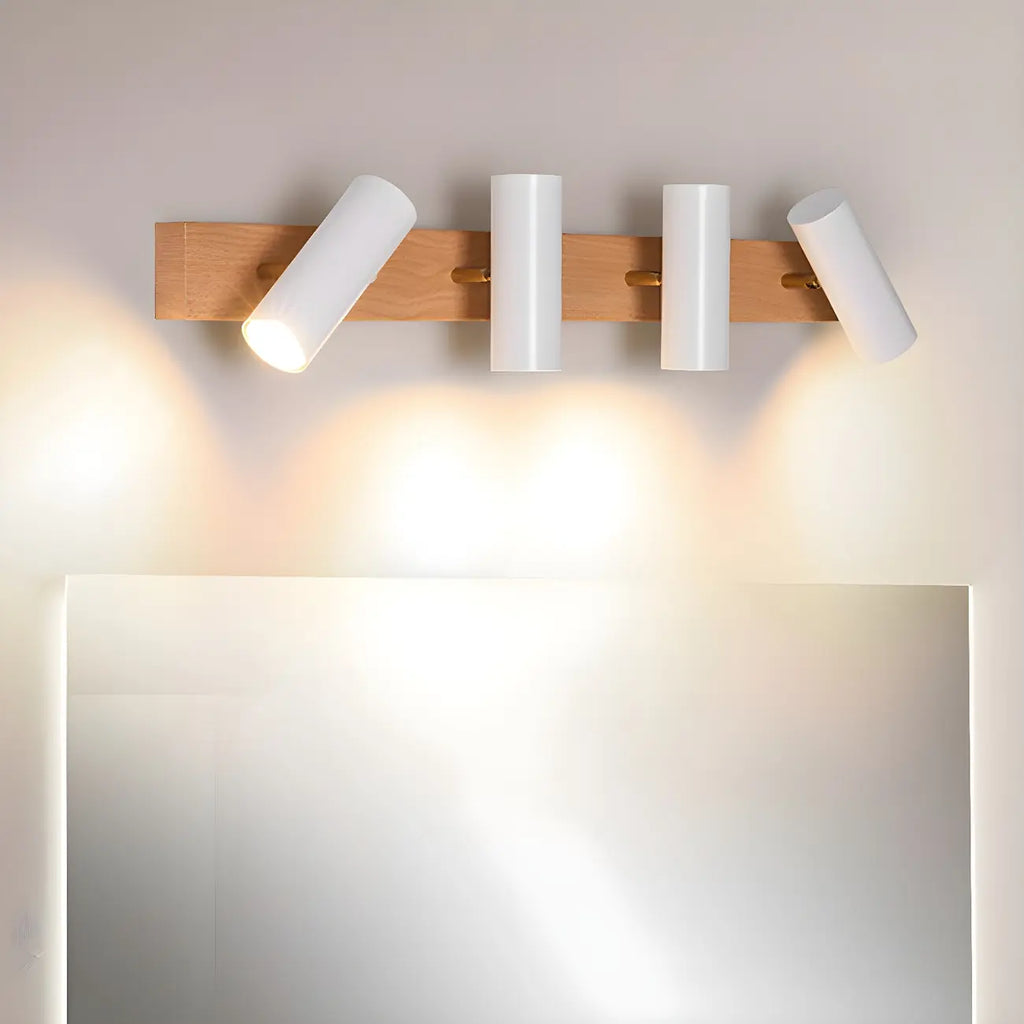 Cylinder White 4-Light Bathroom Vanity Lights in Hardwired