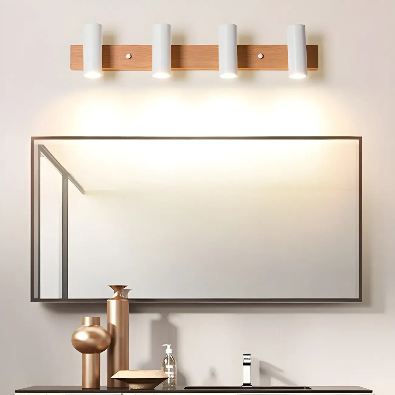 Cylinder White 4-Light Bathroom Vanity Lights in Hardwired