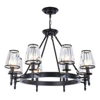 Rustic Crystal Glass Shade Hoop Chandelier with Adjustable Chain