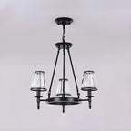 Rustic Crystal Glass Shade Hoop Chandelier with Adjustable Chain