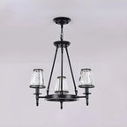 Rustic Crystal Glass Shade Hoop Chandelier with Adjustable Chain